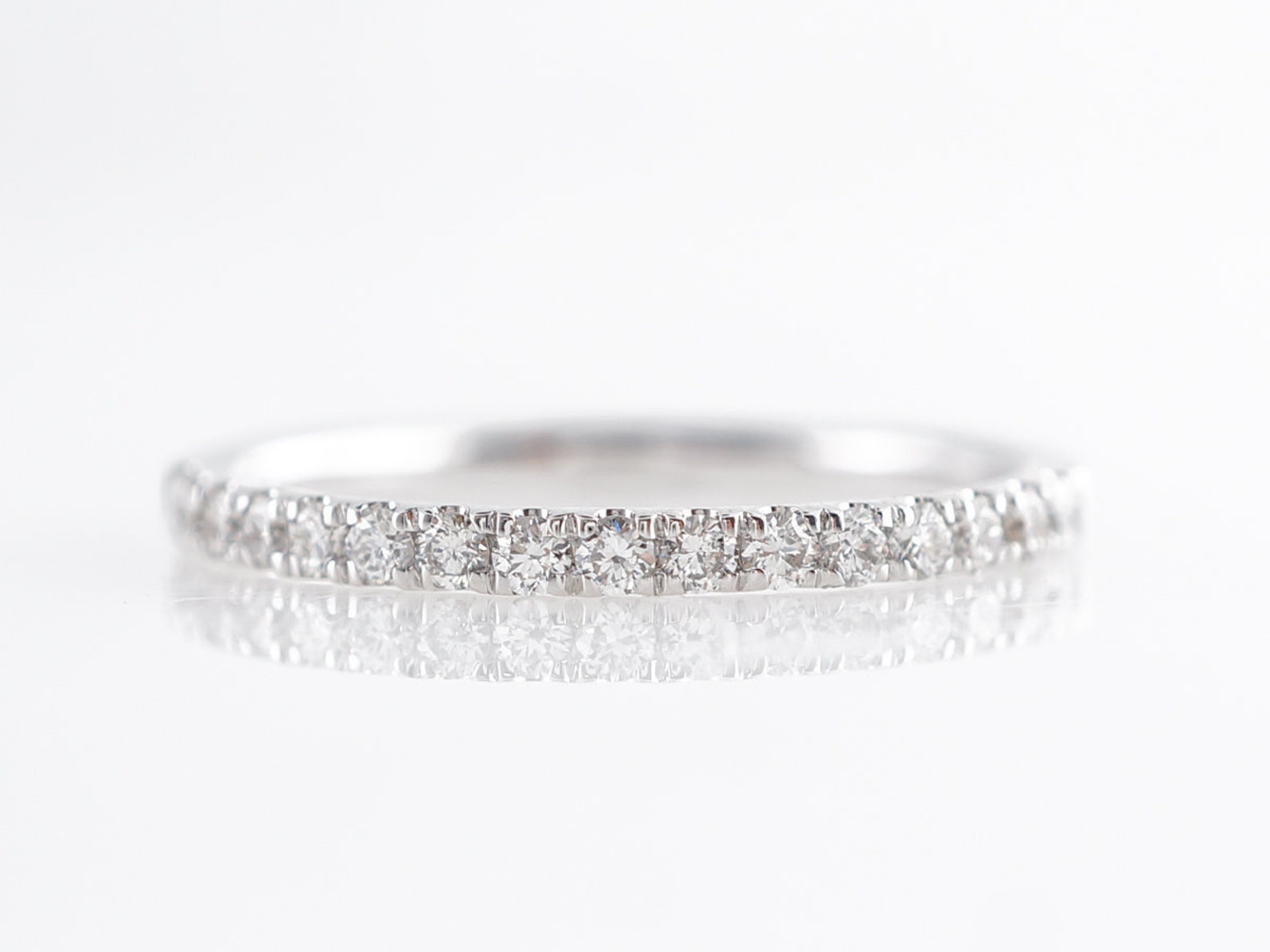Thin Diamond Wedding Band in 14k White Gold Etsy
