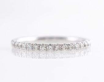 Thin Diamond Wedding Band in 14k White Gold