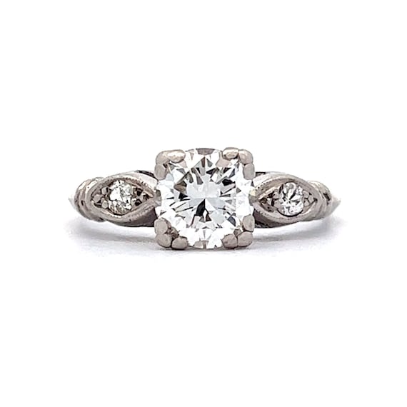 Vintage Three Stone Diamond Engagement Ring in Pla