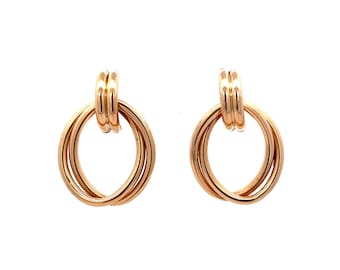 Double Loop Dangle Earrings in 14k Yellow Gold