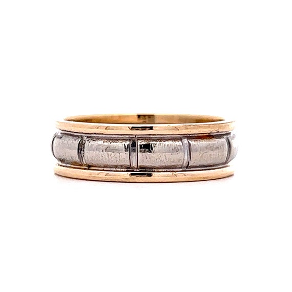 Vintage 1950s Men's Two-Tone Wedding Band in 14k - image 1