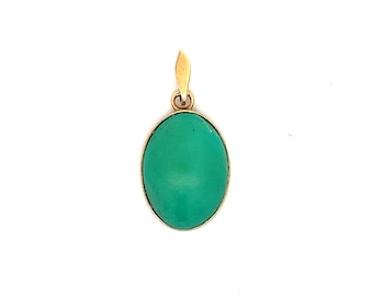 Vintage Cabochon Turquoise Pendant in 14k Yellow Gold