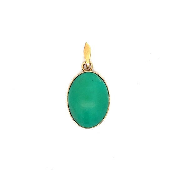 Vintage Cabochon Turquoise Pendant in 14k Yellow … - image 1