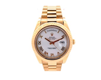 Rolex Day-Date II President 18K Yellow White Roman Numerals 218238