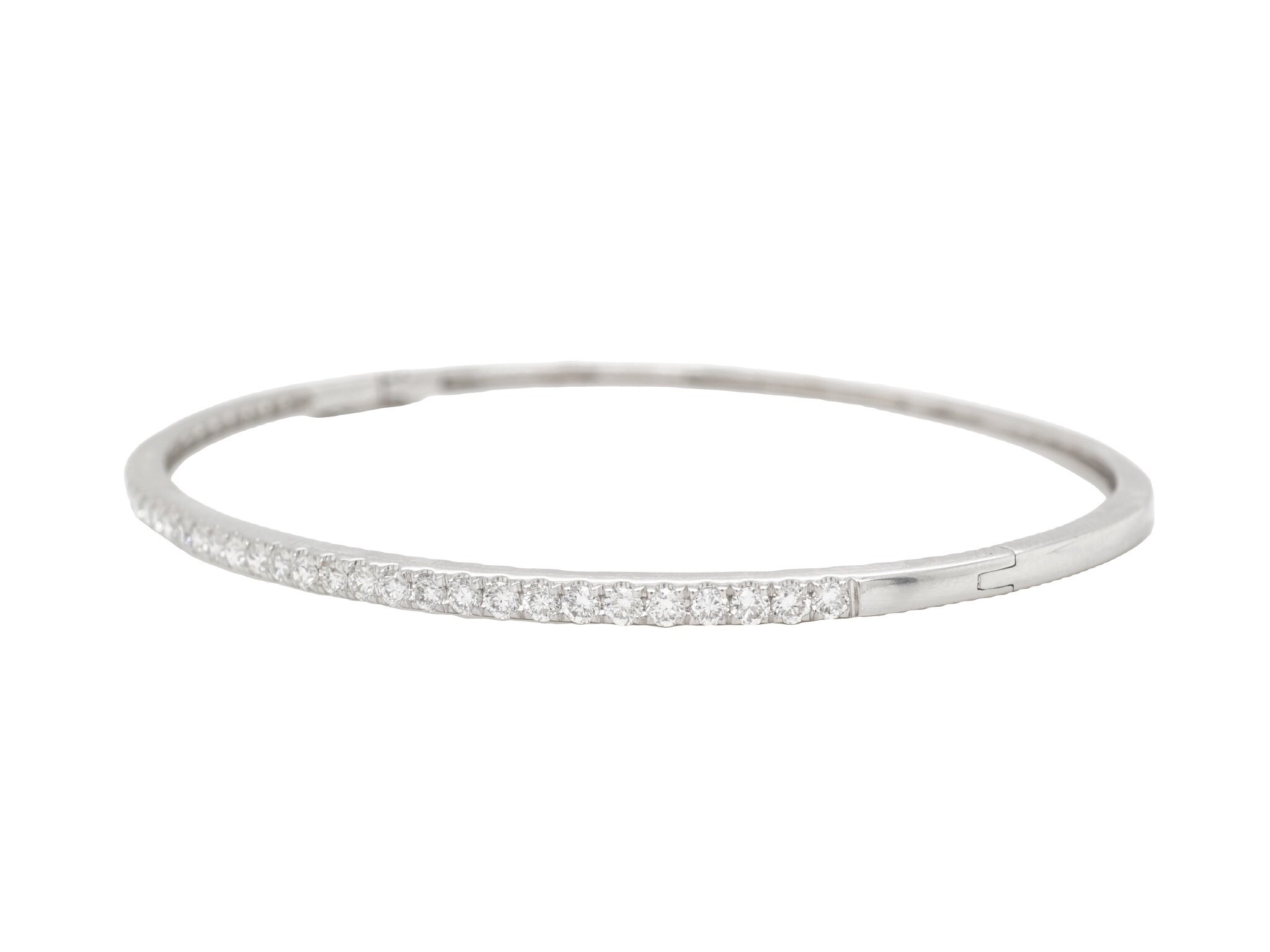 【ノーブランド】K14WG D0.27ct バングル 本物 ダイヤモンド 0.70ct K14 WG ブレスレット バングル