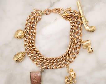 Antique Victorian Curb Link Charm Bracelet in 9k Gold