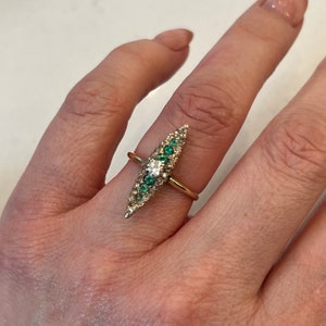 Vintage Viktorianischer Diamant & Smaragd Ring in 14k Bild 5
