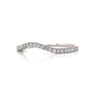 Contoured Diamond Wedding Band in 14k White Gold image 2