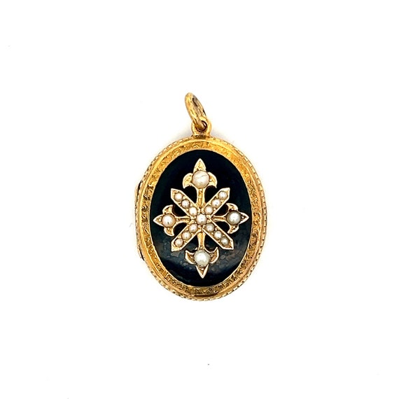 Antique Victorian Seed Pearl Locket in 14k Yellow 
