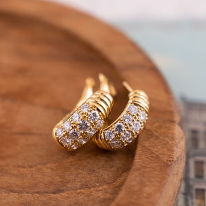 1.50 Round Brilliant Cut Diamond Earrings in 18k Yellow Gold image 2
