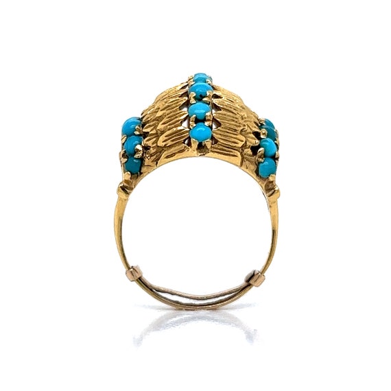 Mid-Century Turquoise Dome Cocktail Ring in 14k Y… - image 6