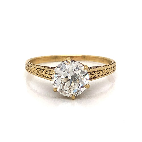 18K Yellow Gold Art Deco Princess Cut Diamond Engagement Ring - Etsy