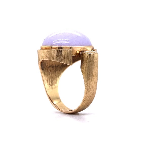 Cabochon Lavender Jadeite & Diamond Cocktail Ring… - image 4