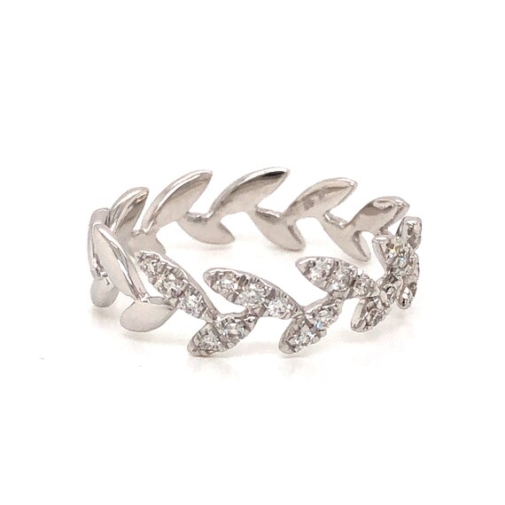 Pave Diamond Vine Stacking Ring in 14k White Gold - image 3