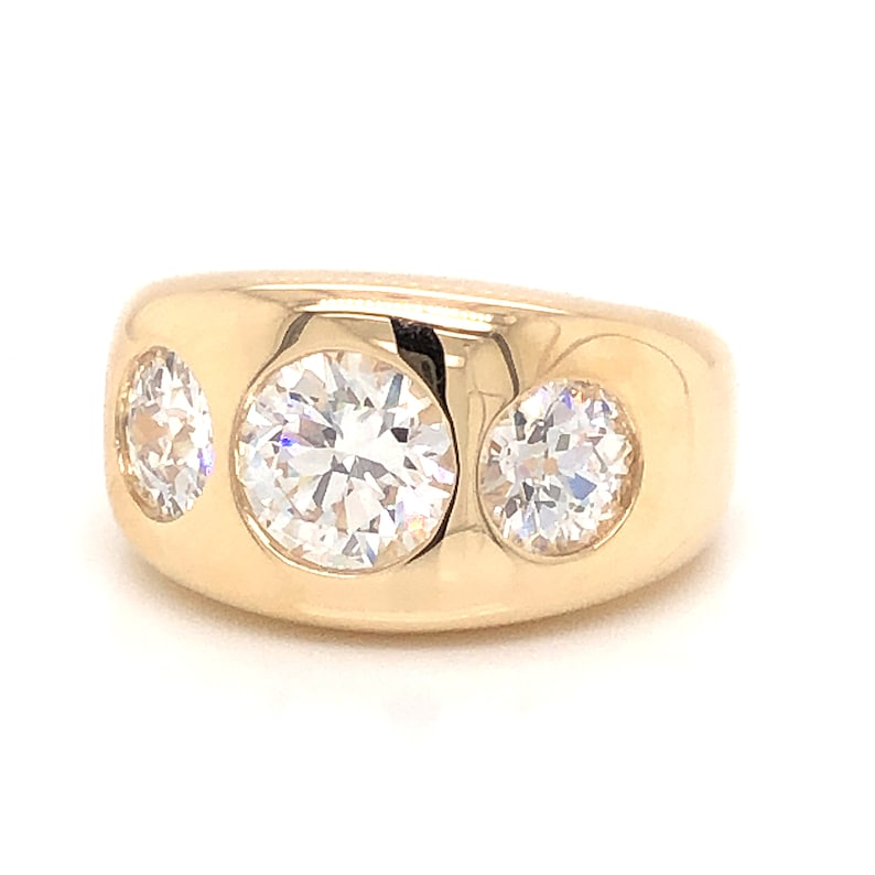 3.25 Three Stone Diamond Cocktail Ring 14k Yellow Gold image 4