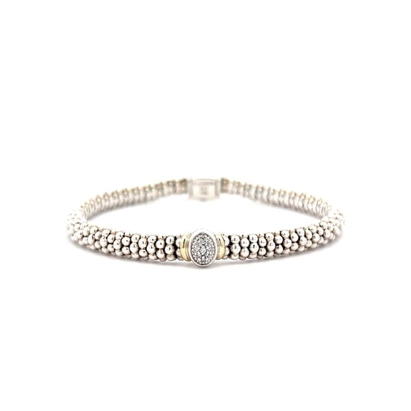 Lagos Caviar Diamond Bracelet in 18k White Gold & Sterling Silver