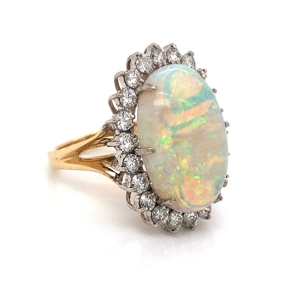 Vintage Opal & Diamond Cocktail Ring in 14k Gold - image 6