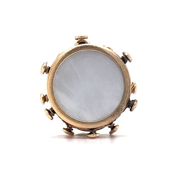 Victorian Drum Charm Mother of Pearl in Yellow Go… - image 2