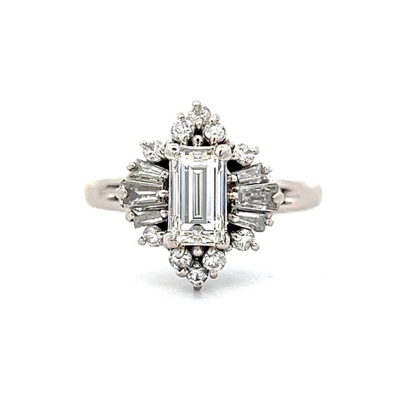 Ballerina Style Diamond Engagement Ring in Platin… - image 1