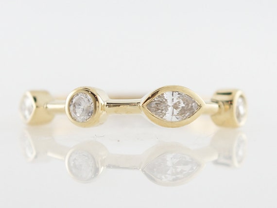 Marquise & Round Brilliant Cut Diamond Ring in Ye… - image 1