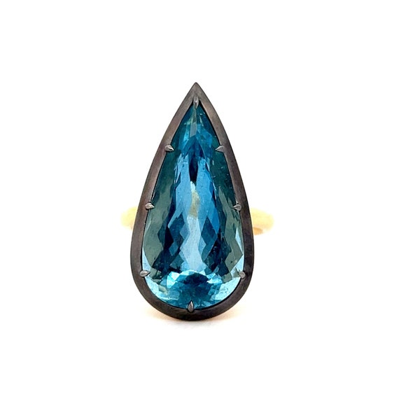 Vibrant Pear Aquamarine Statement Ring - image 5