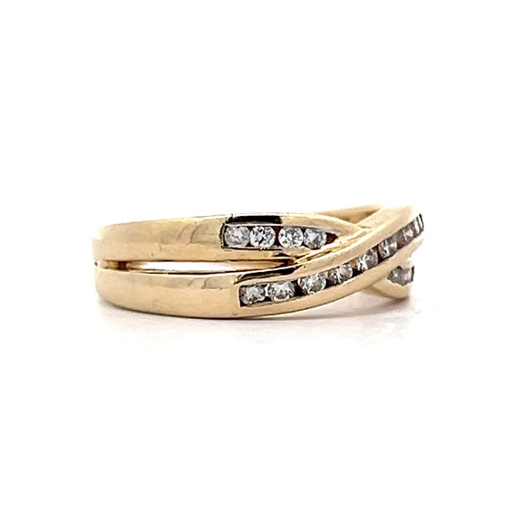 Channel Set Diamond X Stacking Ring in 14k Yellow… - image 3