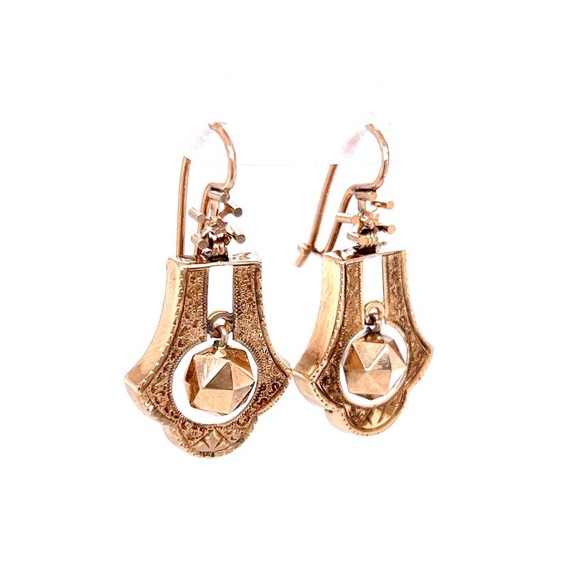 Antique Victorian Dangle Earrings in 14k Yellow Gold image 4