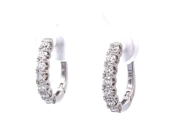 Diamond Hoop Earrings .66 Carats in 14k White Gold