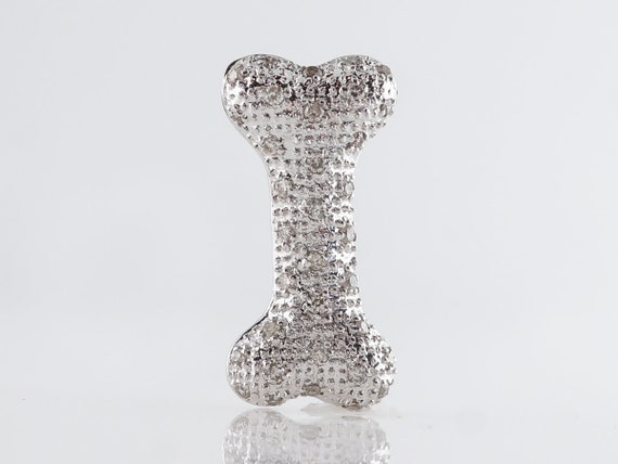 Diamond Dog Bone Pendant Necklace in 14k White Go… - image 6