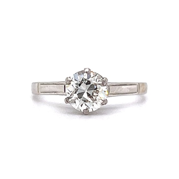 Art Deco Solitaire Diamond Engagement Ring in Pla… - image 1
