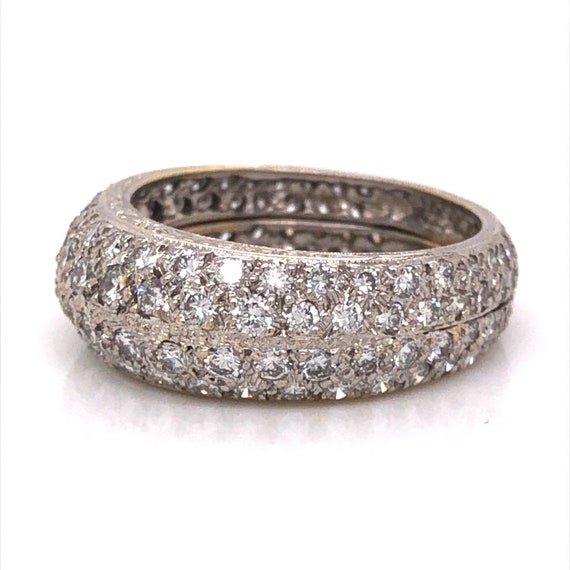 Mid-Century Pave Diamond Cocktail Ring 18k White … - image 3