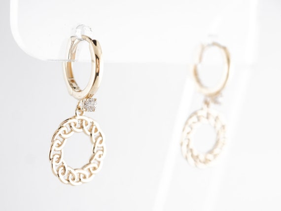 Yellow Gold Hoop Earrings w/ Diamonds - image 8