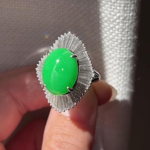 Cabochon Jadeite and Diamond Cocktail Ring in Platinum