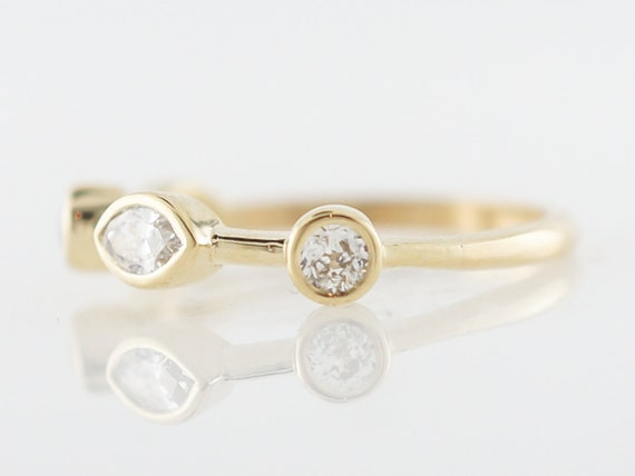 Marquise & Round Brilliant Cut Diamond Ring in Ye… - image 2