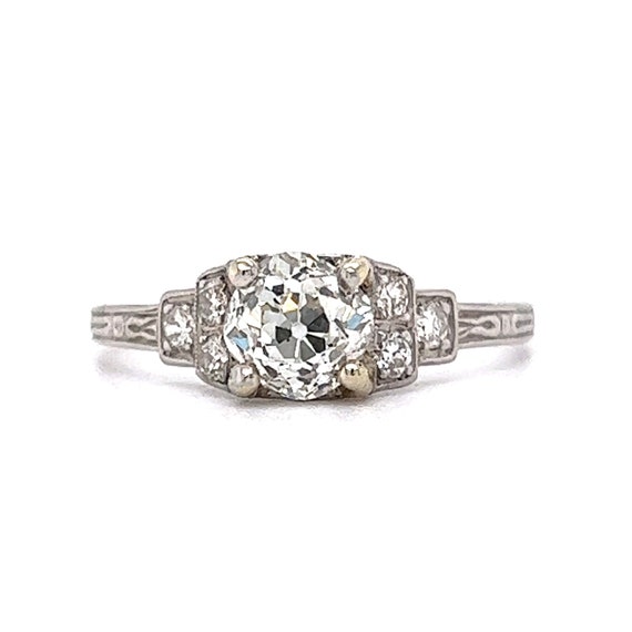 Art Deco Step Diamond Engagement Ring in Platinum - image 1