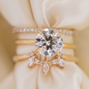2.08 Old European Cut Diamond Engagement Ring in 14k Yellow Gold GIA G/VVS2