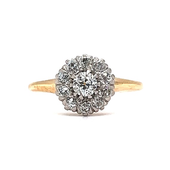 Antique Victorian Halo Diamond Engagement Ring in 