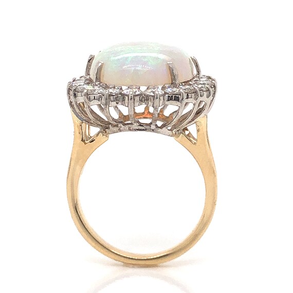 Vintage Opal & Diamond Cocktail Ring in 14k Gold - image 7