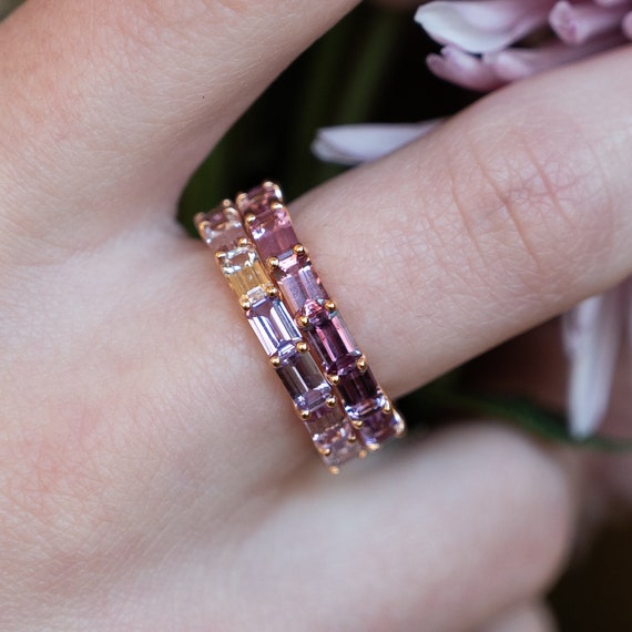 Pink & Purple Sapphire Eternity Band in 14k Rose … - image 8