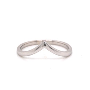 Simple Contoured Wedding Band in 14k White Gold