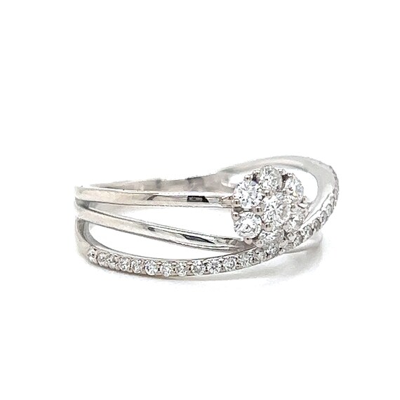 Asymmetrical Diamond Cluster Stacking Ring in 14k… - image 4