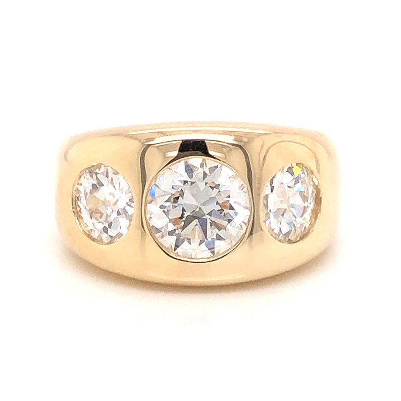 3.25 Three Stone Diamond Cocktail Ring 14k Yellow Gold image 3