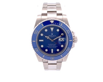 Rolex Submariner Date 'Smurf' 18K White Gold Blue Dial Blue Bezel 1166191LB