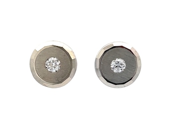 Stylish Art Deco Diamond Stud Earrings in 18K White Gold