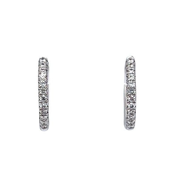 Diamond Hoop Earrings in 14k White Gold - image 4