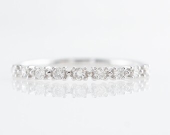 Bead Spaced Diamond Wedding Band in 14k White Gold