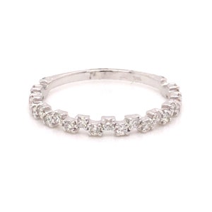 Staggered Diamond Wedding Band in 14k White Gold