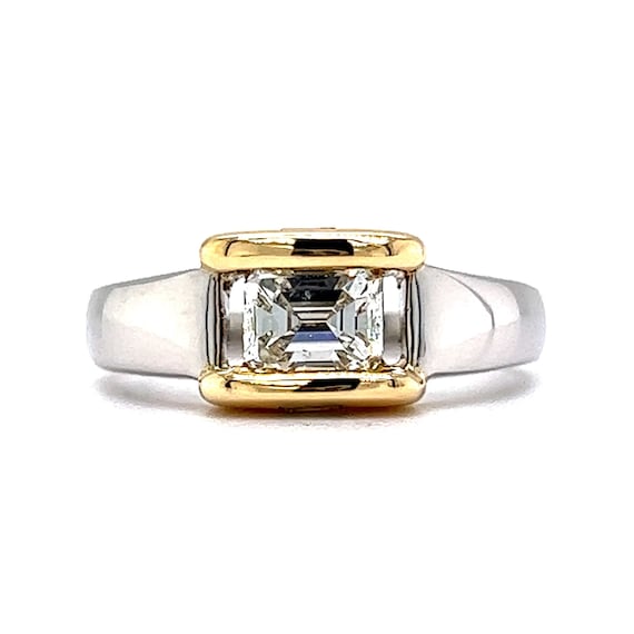 Modern .60 Emerald Cut Diamond Engagement Ring in… - image 1