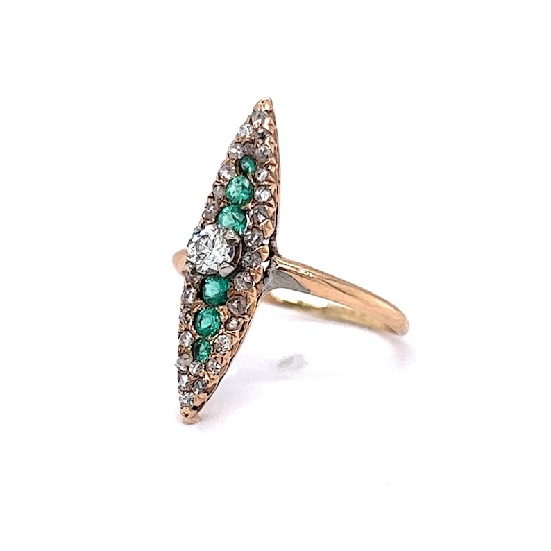 Vintage Viktorianischer Diamant & Smaragd Ring in 14k Bild 2