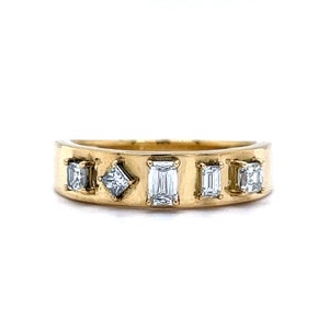 Multi-Cut Diamond Stacking Ring in 18k Yellow Gold